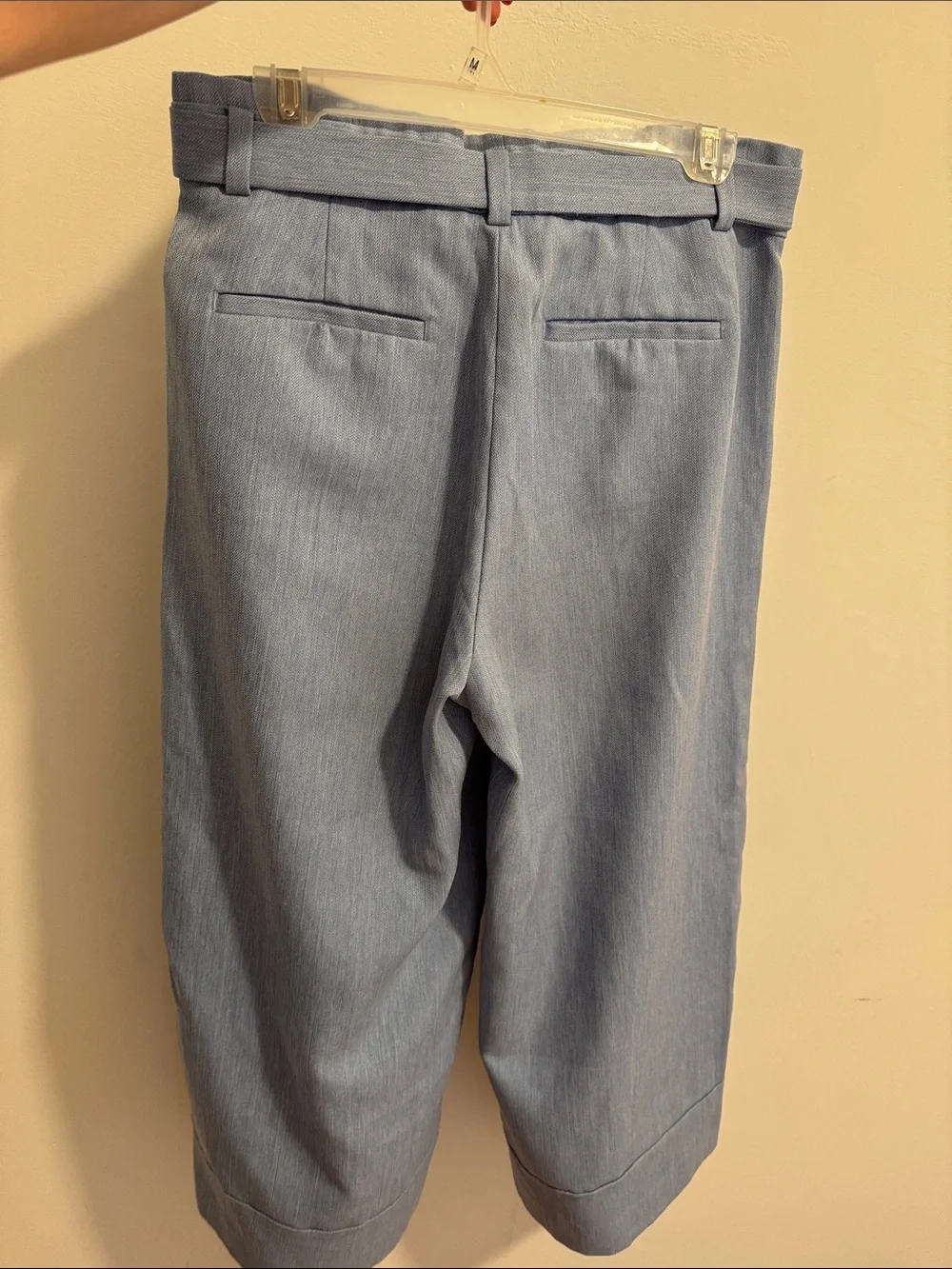 Banana Republic Light Blue Tie-Waist Cropped Wide-Leg Pants